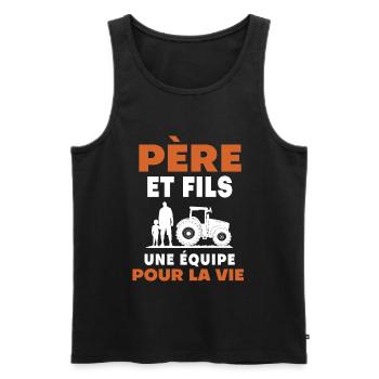 père fils agriculteur duo homme - Débardeur bio Premium Homme - noir - Devant - Michal (187cm)