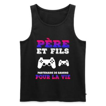 Father and Son Gaming Partner Life Gamer Dad - Men's Premium Organic Tank Top - black - Front - AI Model Male 178 light (178cm)