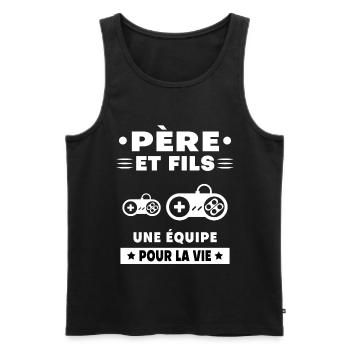 Vater und Sohn Gamer Duo Mann Papa Gaming - Männer Premium Bio Tank Top - Schwarz - Vorne - Michal (187cm)