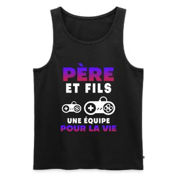 Father Son Gamer Team For Life Gaming Dad - Men's Premium Organic Tank Top - black - Front - Michal (187cm)