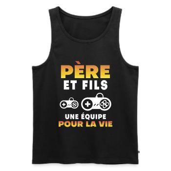 Vater Sohn Gamer Team Leben Papa Gaming - Männer Premium Bio Tank Top - Schwarz - Vorne - Michal (187cm)