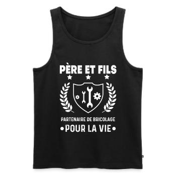 bricolage père et fils partenaire duo homme papa - Débardeur bio Premium Homme - noir - Devant - Michal (187cm)