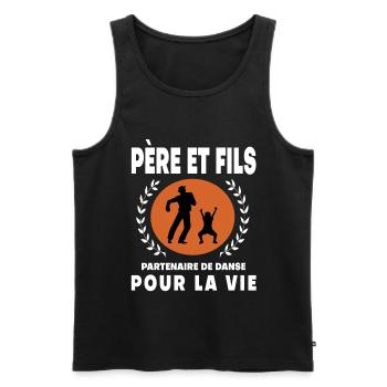 père fils danse vintage rétro papa - Débardeur bio Premium Homme - noir - Devant - Michal (187cm)