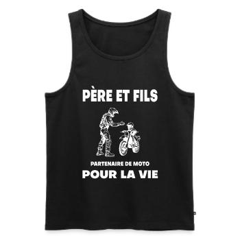 moto père et fils duo homme partenaire papa motard - Débardeur bio Premium Homme - noir - Devant - Michal (187cm)