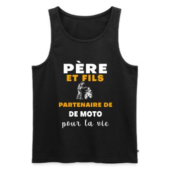 Motorcycle father and son biker dad - Men's Premium Organic Tank Top - black - Front - AI Model Male 178 light (178cm)