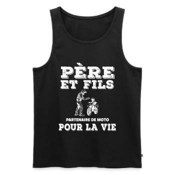 father and son motorcycle partner father biker dad - Men's Premium Organic Tank Top - black - Front - AI Model Male 178 light (178cm)