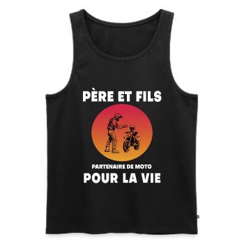 Vater und Sohn Motorrad Retro Vintage Biker Papa - Männer Premium Bio Tank Top - Schwarz - Vorne - Michal (187cm)