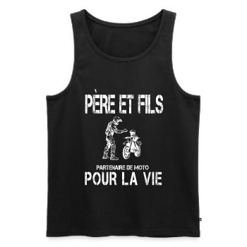 father and son motorcycle biker dad - Men's Premium Organic Tank Top - black - Front - Michal (187cm)