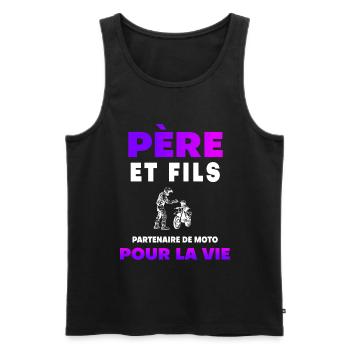 father son motorcycle duo man partner dad biker - Men's Premium Organic Tank Top - black - Front - Michal (187cm)