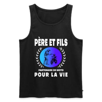 père fils moto rétro vintage homme papa motard - Débardeur bio Premium Homme - noir - Devant - Michal (187cm)