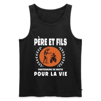 Vater Sohn Motorrad Vintage Retro Biker Papa - Männer Premium Bio Tank Top - Schwarz - Vorne - AI Model Male 178 light (178cm)