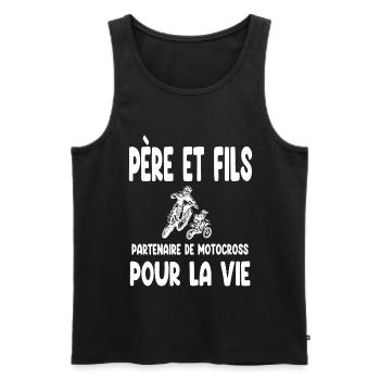 motocross père fils partenaire pour la vie motard - Débardeur bio Premium Homme - noir - Devant - Michal (187cm)