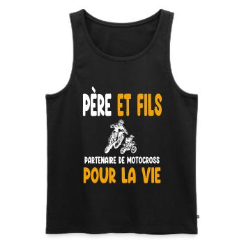 Motocross father and son partner life biker - Men's Premium Organic Tank Top - black - Front - Michal (187cm)