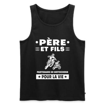 Father and Son Motocross Duo Man Biker - Men's Premium Organic Tank Top - black - Front - Michal (187cm)
