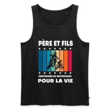 Father and Son Vintage Motocross Man Biker - Men's Premium Organic Tank Top - black - Front - Michal (187cm)