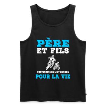 father and son motocross partner duo man biker - Men's Premium Organic Tank Top - black - Front - Michal (187cm)