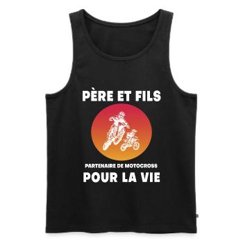 Father and Son Motocross Retro Vintage Biker - Men's Premium Organic Tank Top - black - Front - Michal (187cm)