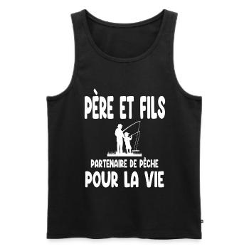 pêche père et fils partenaire pour la vie - Débardeur bio Premium Homme - noir - Devant - Michal (187cm)