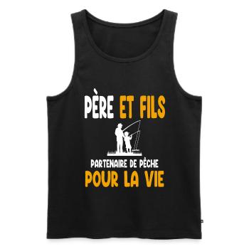 Fishing Father and Son Partner Life Dad Fisherman - Men's Premium Organic Tank Top - black - Front - Michal (187cm)