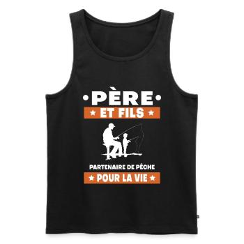 Father and Son Fishing Duo Man Dad Fisherman - Men's Premium Organic Tank Top - black - Front - Michal (187cm)