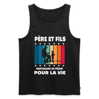 Father and Son Fishing Man Vintage Dad Fisherman - Men's Premium Organic Tank Top - black - Front - Michal (187cm)