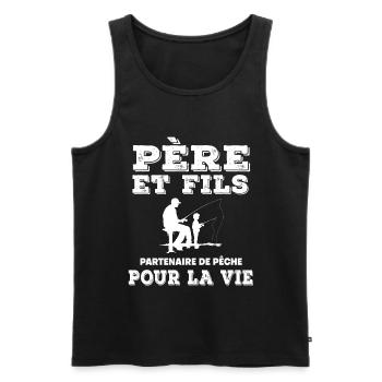 père et fils pêche partenaire papa pêcheur - Débardeur bio Premium Homme - noir - Devant - Michal (187cm)