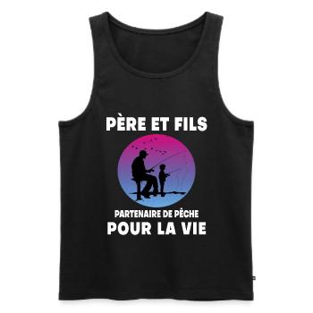 père et fils pêche rétro vintage homme papa - Débardeur bio Premium Homme - noir - Devant - Michal (187cm)