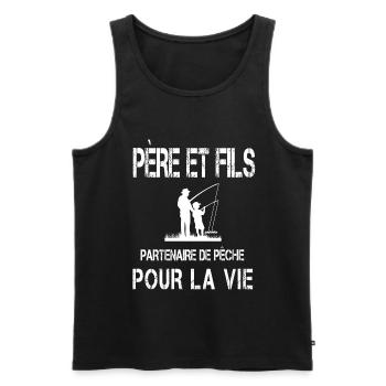 père et fils pêche papa pêcheur - Débardeur bio Premium Homme - noir - Devant - Michal (187cm)