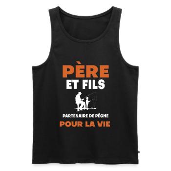 père fils pêche duo homme papa pêcheur - Débardeur bio Premium Homme - noir - Devant - Michal (187cm)