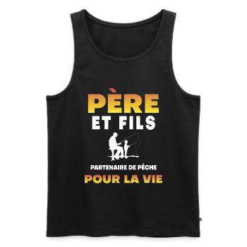 père fils pêche partenaire vie papa pêcheur - Débardeur bio Premium Homme - noir - Devant - Michal (187cm)