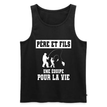pêche père et fils duo homme papa pêcheur - Débardeur bio Premium Homme - noir - Devant - Michal (187cm)