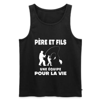 pêche père et fils duo homme équipe papa pêcheur - Débardeur bio Premium Homme - noir - Devant - Michal (187cm)