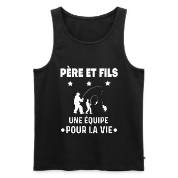 pêche père et fils équipe duo homme papa pêcheur - Débardeur bio Premium Homme - noir - Devant - Michal (187cm)