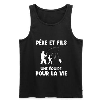 Father and Son Fishing Team for Life Fisherman Dad - Men's Premium Organic Tank Top - black - Front - Michal (187cm)