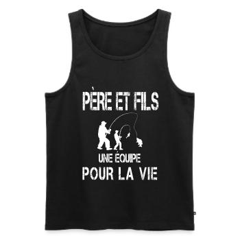 père et fils pêche papa pêcheur - Débardeur bio Premium Homme - noir - Devant - Michal (187cm)