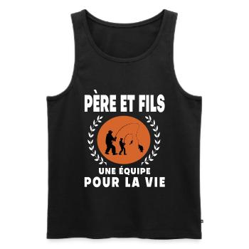 père fils pêche vintage rétro papa pêcheur - Débardeur bio Premium Homme - noir - Devant - Michal (187cm)