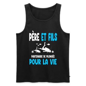 plongée père et fils partenaire vie papa plongeur - Débardeur bio Premium Homme - noir - Devant - Michal (187cm)