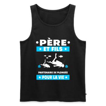père et fils plongée duo partenaire papa plongeur - Débardeur bio Premium Homme - noir - Devant - Michal (187cm)