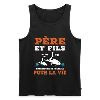 père et fils plongée partenaire vie papa plongeur - Débardeur bio Premium Homme - noir - Devant - Michal (187cm)