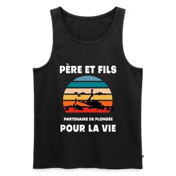Vater und Sohn Tauchen Vintage Retro Papa Taucher - Männer Premium Bio Tank Top - Schwarz - Vorne - Michal (187cm)