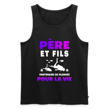 père fils plongée duo homme partenaire papa - Débardeur bio Premium Homme - noir - Devant - Michal (187cm)