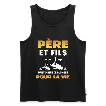 père fils plongée partenaire vie papa plongeur - Débardeur bio Premium Homme - noir - Devant - Michal (187cm)