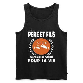 Vater Sohn Tauchen Vintage Retro Papa Taucher - Männer Premium Bio Tank Top - Schwarz - Vorne - Michal (187cm)