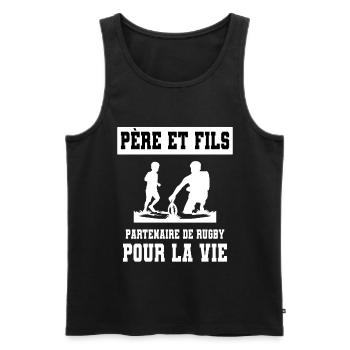 Rugby Father And Son Duo Man Dad Rugby Player - Men's Premium Organic Tank Top - black - Front - AI Model Male 178 light (178cm)