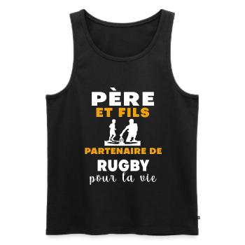 Rugby father and son dad rugby player - Men's Premium Organic Tank Top - black - Front - AI Model Male 178 light (178cm)