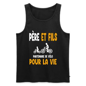 Radfahren Vater und Sohn Partnerleben Radfahren Papa - Männer Premium Bio Tank Top - Schwarz - Vorne - Michal (187cm)