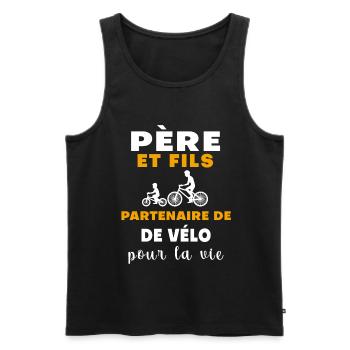 Cycling father and son Cycling dad - Men's Premium Organic Tank Top - black - Front - AI Model Male 178 light (178cm)