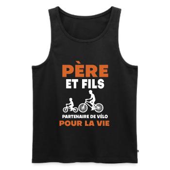 father son bike duo man dad cyclist - Men's Premium Organic Tank Top - black - Front - Michal (187cm)