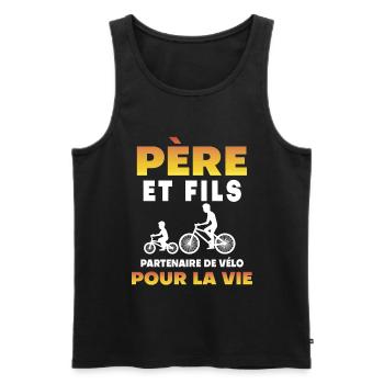father son bike partner life dad cyclist - Men's Premium Organic Tank Top - black - Front - Michal (187cm)