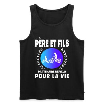 Father Son Bike Retro Vintage Man Dad Cyclist - Men's Premium Organic Tank Top - black - Front - Michal (187cm)